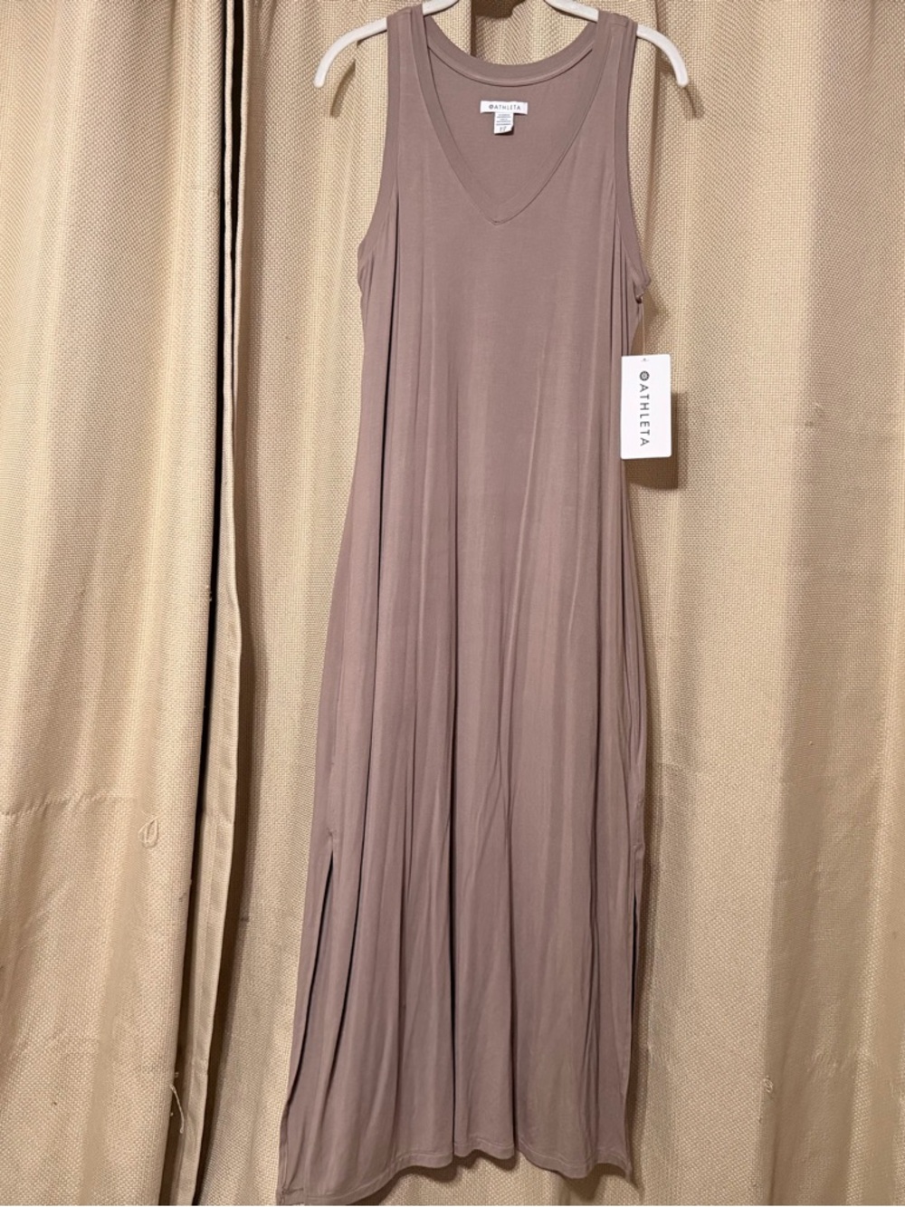 Athleta Mauve-Taupe Sleeveless V-Neck Maxi Dress